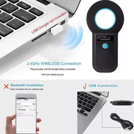 Pet Microchip Reader, Microchip Detector, RFID Chip Reader, 134.2KHz/125KHz Portable Chip Scanner with OLED Display for ISO11784/11785/FDX-B/EMID