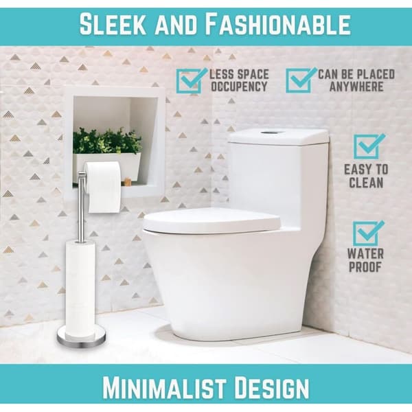 Fritstående toiletpapirholder i rustfrit stål med tung base til badeværelset, kompatibel med standardruller