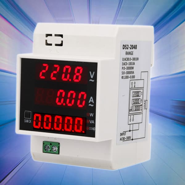 Digital energimåler DIN-skinne LED aktiv effektfaktor multifunksjonell effektmåler