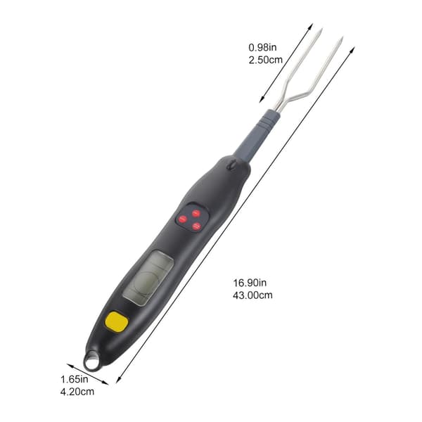 Trådløs kødtermometergaffel, rustfrit stål, digital grilltermometer