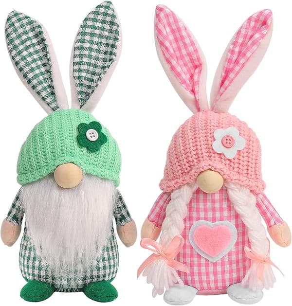 Easter Gnomes Decorations, 2 Pcs Plush Easter Bunny Handmade Swedish T