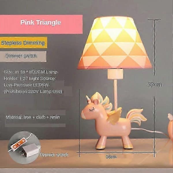 Enhjørning bordlampe nattlampe rosa