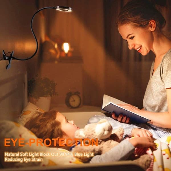 Dimmable LED Clamp Lamp/Reading Lamp – Book Lamp with 3 Light Modes & 10 Brightness Levels