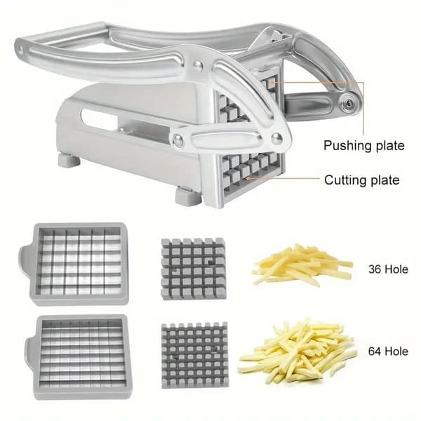 Pommes frites-kutter i rustfritt stål - Grønnsakskutter og potetkutter med 2 ekstra blader-FX-