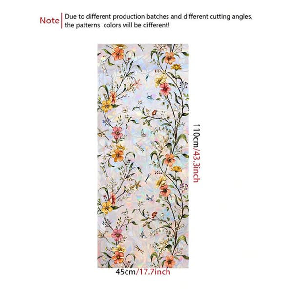 Decorative window film, floral pattern, 40 x 110 cm