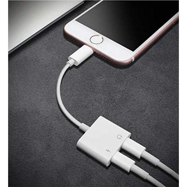 Hovedtelefonstik Adapter til iPhone Adapter Splitter Oplader og Hovedtelefoner til med iPhone 11/XR/XS/X/7/8 Audio og Oplader og Opkald og
