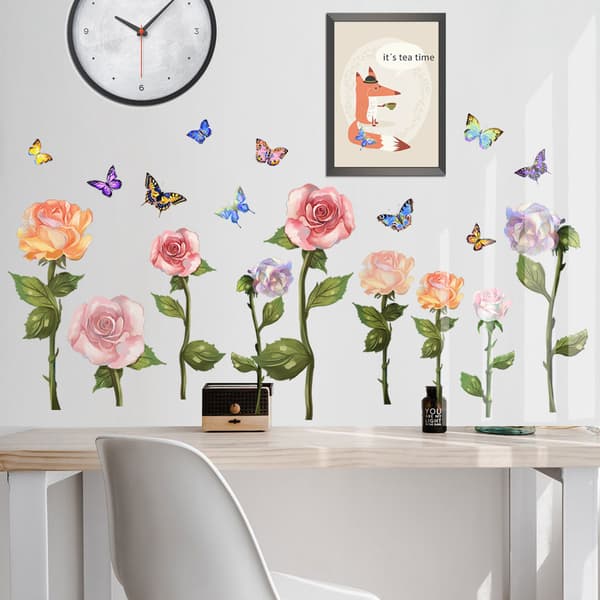 1 st Blommor Fjärilar Väggdekal Självhäftande PVC Konstdekor Vardagsrum Sovrum