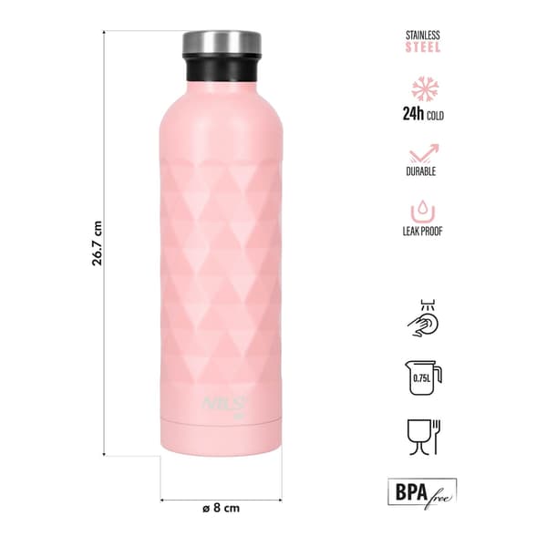 Turistvandflaske NC3805 750 ml Rustfrit Stål Lyserød