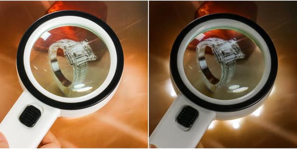 Leseforstørrelsesglass 30x belyst med 12 LED-lys