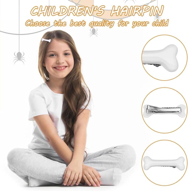 6 stk. hvide kranie-hårklemmer Halloween jul