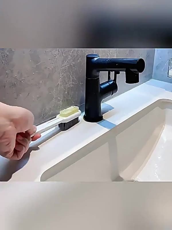 Cleaning brush, 3 hard bristles, grout scrub for bathroom and tile kitchen nook