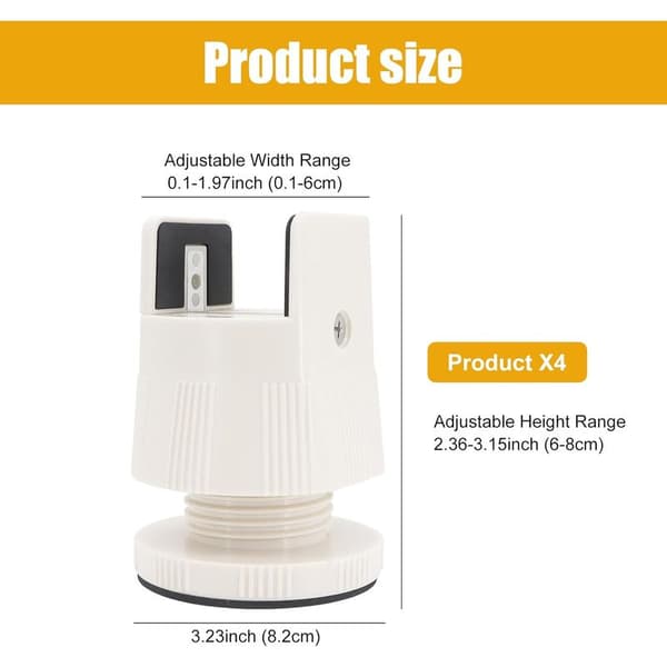 Set of 4 adjustable bed risers 6-8 cm with screw clamp