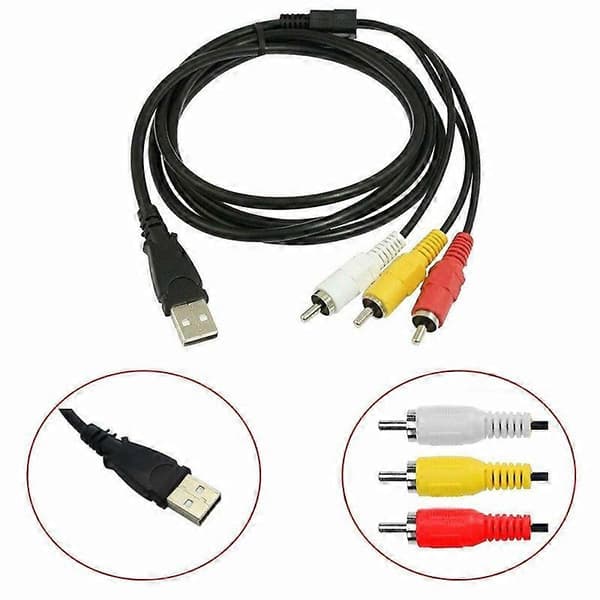 3 RCA Han til USB Hun Aux Audio Video Videokamera Adapter AV Konverteringskabel