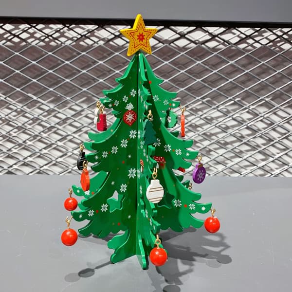 Träjulgran, dekorativ display för jul, 3D-miniatyr