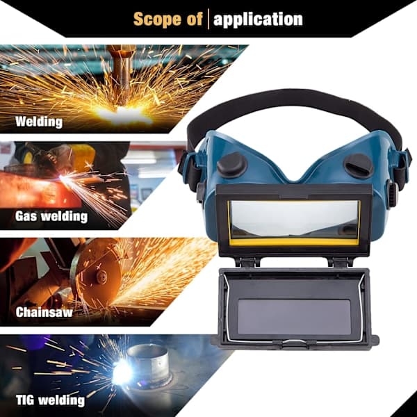 Welding Mask Glasses LCD Solar Battery Automatic Darkening/Dimming Eye Protection Goggles for Welding with Strap (Green)
