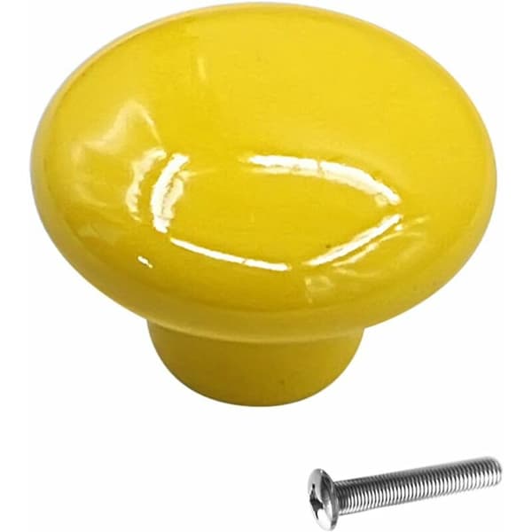 10 st Keramiska Dörrknoppar Gula 33mm Kök Lådskåp
