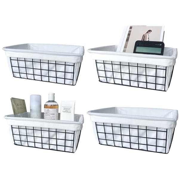 Wire basket with liner, 1-pack wire baskets for storage, storage basket for kitchen cabinet A