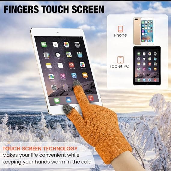 2 par dame vinter touchscreen handsker varme fleeceforede strikhandsker elastiske manchetter vinter sms handsker