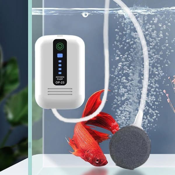 Luftpumpe for akvarium, USB-oppladbar, stillegående, kompakt, for hydroponikk, dam og utendørsakvarium