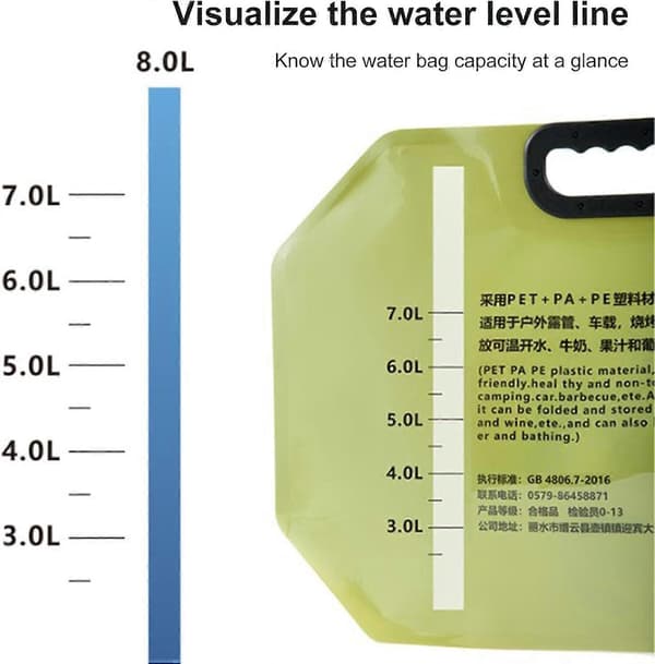 8L Collapsible Water Container with Tap, Portable Camping Water Bag, Outdoor Storage