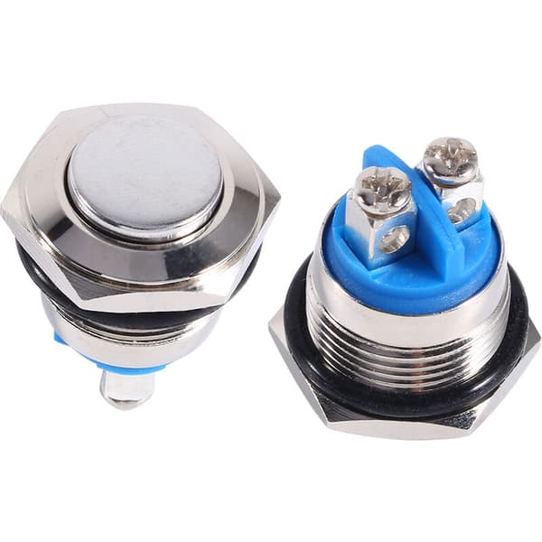 12V 16mm Waterproof Momentary Metal Push Button ON OFF Horn Switch Silver