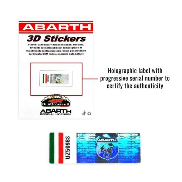 3D Abarth offisiell erstatningslogodekal for Fiat 500-FX-