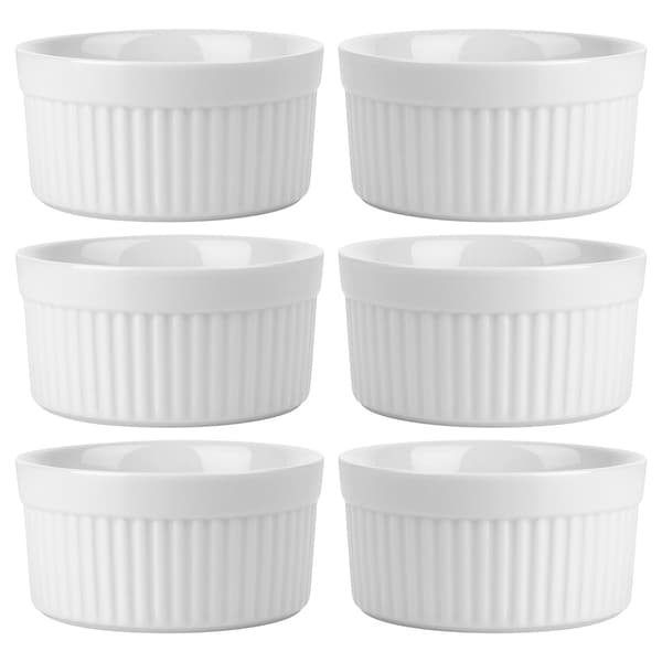 Keramiske bageskåle hvide 260 ml 6 stk.