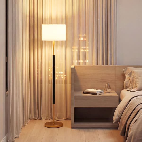 Gulvlampe 165 cm, linskjerm, E27, fotbryter