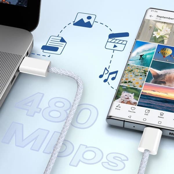 USB-C til USB-C hurtigladekabel [1M/2-pakning] 60W USB Type-C 3A-kabel kompatibel med iPhone 16, 15 Pro Max, Samsung S24, S23