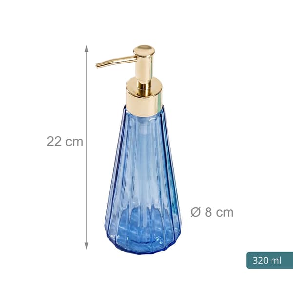Såpedispensere i glass, sett med 2, 320 ml, gullfargede pumper