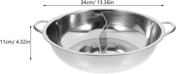 304 Rustfritt Stål Dobbelrom Hot Pot 34cm med Suppeøse, Egnet for Induksjonstopp