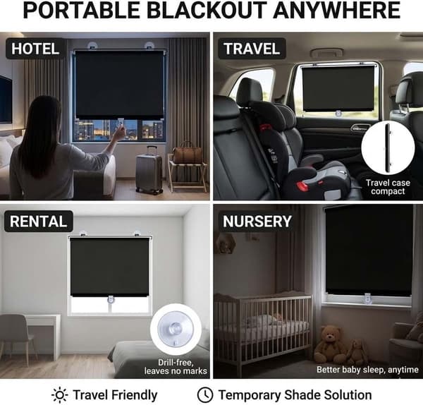 Blackout roller blind cordless 50x125 cm sun protection for home office car