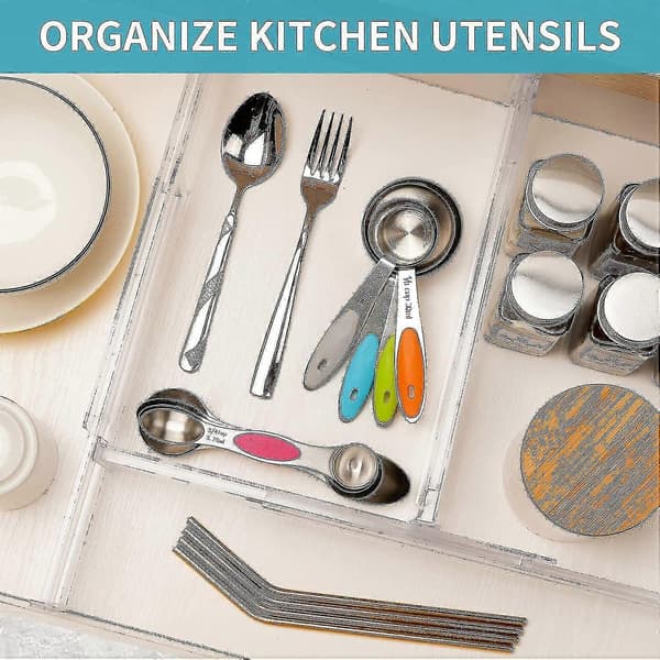 Drawer Dividers 8-Pack, Adjustable 3.2 inch High Expandable from 11-20.6 inch Kitchen Drawer Organizer