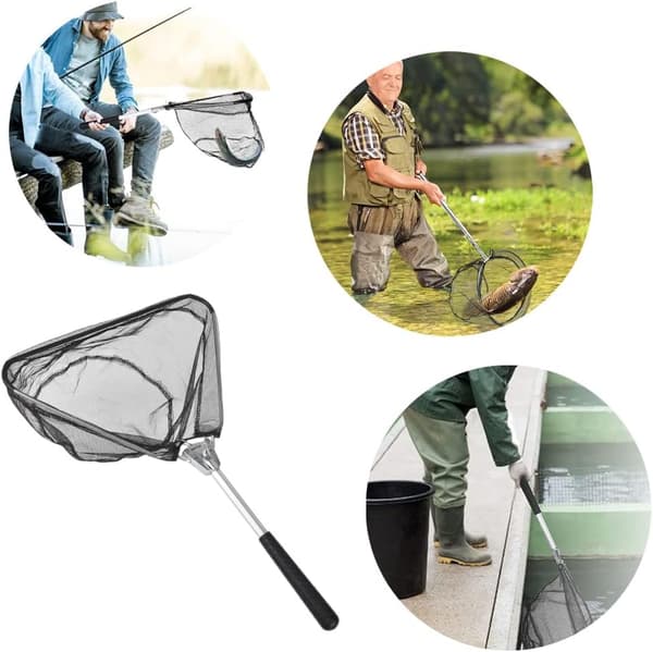 Foldable Fishing Net with Triangular Mesh for Adults and Children