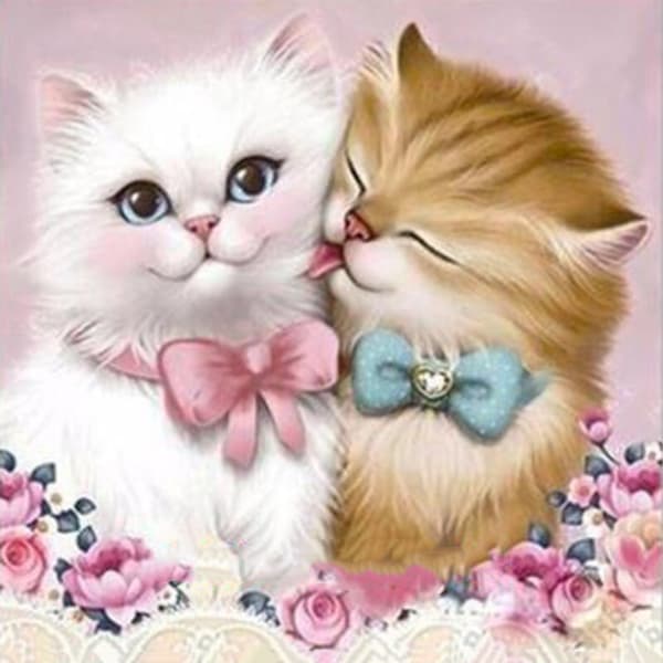 5D full diamantmaleri katt korssting broderi DIY kunstdekorasjon, 45*45 cm
