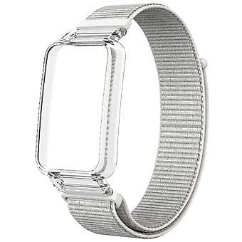 PC-deksel + Nylon Loop-rem for Xiaomi Mi Band 7 Pro (sølv)
