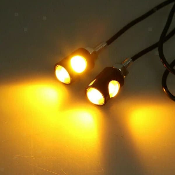 2 pcs LED Mini Miniature Small Indicator Lights Turn Signals Motorcycle Amber