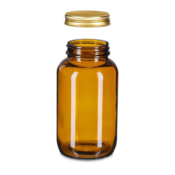 Bärnstensfärgade glasburkar 400 ml, bred mun, lufttät försegling