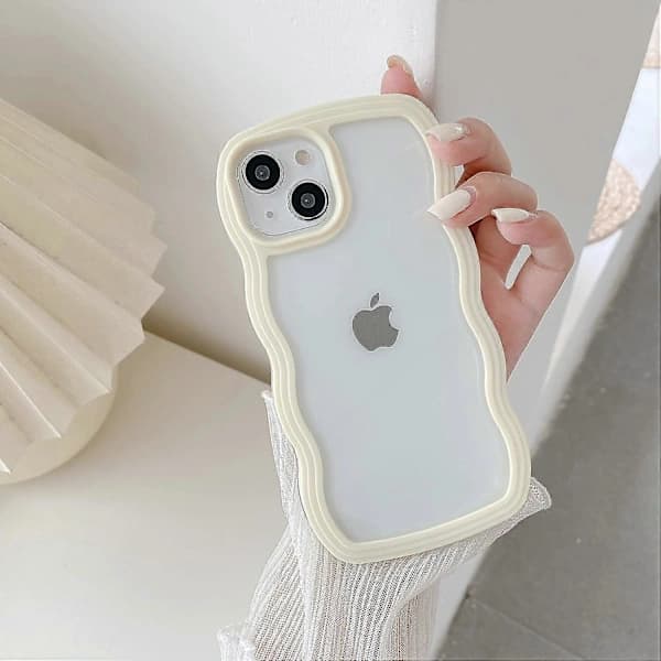 Compatible with iPhone 11 Case, Cute Wavy Pattern Transparent Case, Transparent Soft Silicone TPU Shockproof Case - Yellow