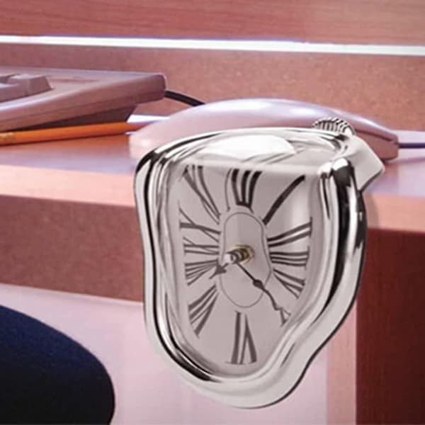Smält Klocka, Dali Klocka, Surrealistisk Dekoration, Smält Modern Väggklocka, Förvrängd Väggklocka, Heminredning, Kontor, Present (Silver)