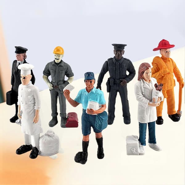 KAESI 7-delt sett med håndmalte miniatyrlandskapsfigurer - Dekorasjon