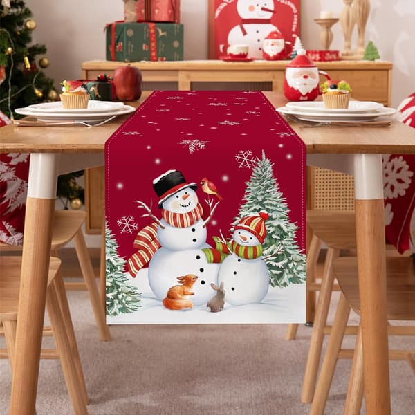 Julebordløper med snømanndesign 13x35 tommer