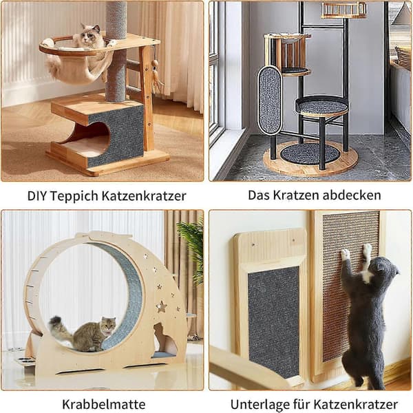 Cat Scratch Mat, Self-Adhesive Replacement Pads for Cat Trees, DIY Cuttable Scratch Mat for Cats to Protect Sofa 30x30cm 30x30cm