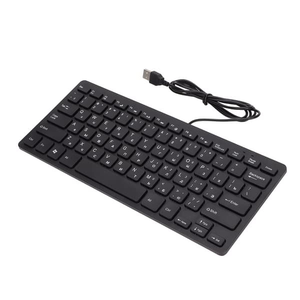 Mini USB Wired Keyboard - 78 Keys, Ultra-thin, Silent, Russian Language