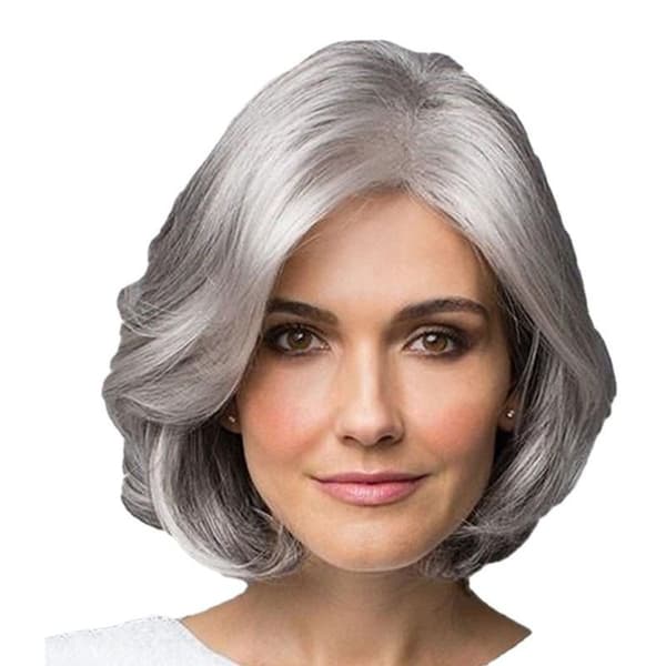 Women's Short Wavy Bob Human Hair Wig with Bangs