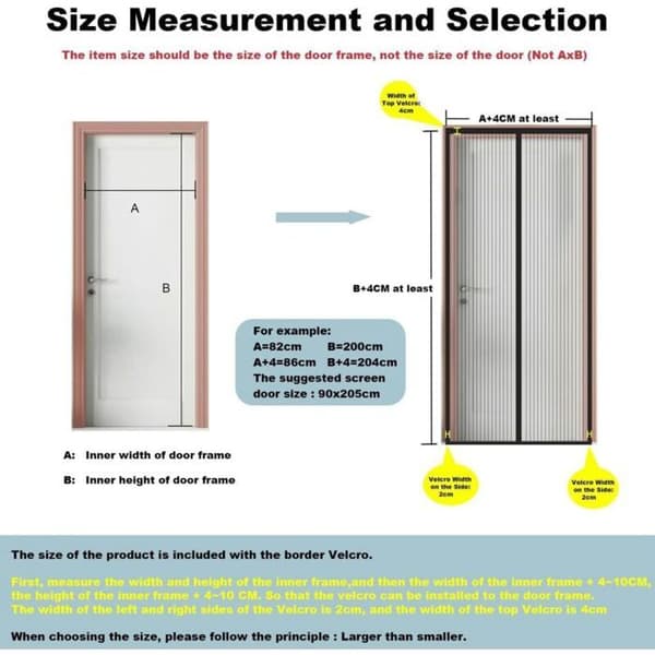 Magnetic mosquito net 70x200cm, powerful magnets, automatic closing, no drilling required, pure grey