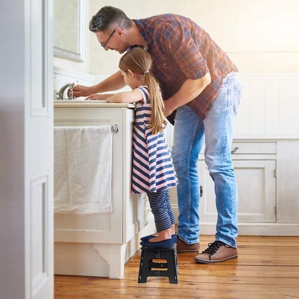 Folding Stool, Portable Non-Slip Surface for Kids and Adults, Heavy Duty Foldable Step Stool with Carrying Handle
