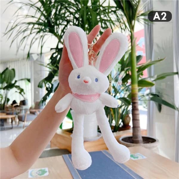 New Long Ears Plush Doll Car Keychain Soft Stuffed Animals Pe A2