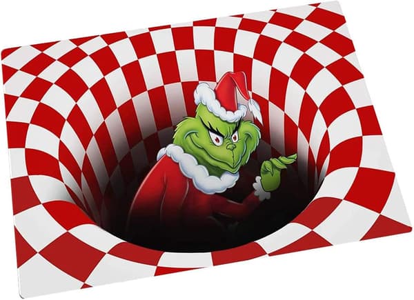 Illusjonsdørmatte, sklisikker dørmatte juledekorasjon, 3D Visuell