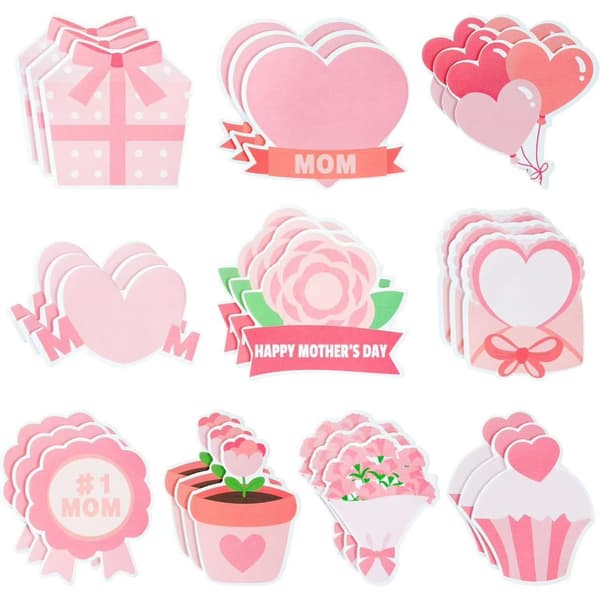 Hjärtformade Post-it-lappar - Rosa blommig design, 10-pack 350 350